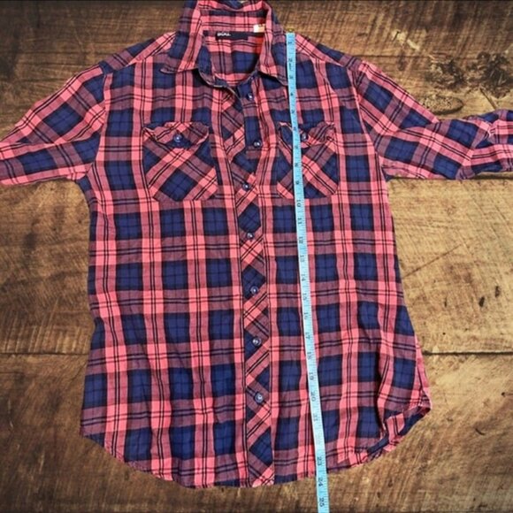 BDG Urban Outfitters Long Sleeve Pink Blue Plaid Button Down Flannel Size XS - Picture 5 of 8